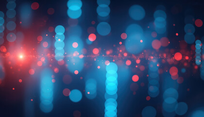 Abstract Bokeh with Blue and Red Hues: A soft-focus bokeh effect with blue and red hues, symbolizing digital technology and a futuristic environment.