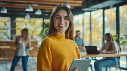 Canvas Print - The woman in bright office