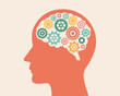 © Yellow duck - brain creative and gear thoughts on head background. idea thinking innovation work for success. study and learning concept. vector illustration flat design.