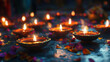 © Faisal - Glowing Diwali Lamps and Colorful Festive Decorations Illuminating the Night, Bringing Warmth, Joy, and a Touch of Tradition to the Festival of Lights Celebrated Across the World