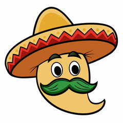 Sticker - Hand-Drawn Mexican Mustache on White Background