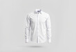 © Nadir I. - Blank white classic shirt mockup, front view, gray background.