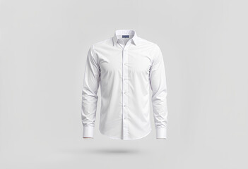 blank white classic shirt mockup, front view, gray background.