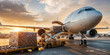 © Александр Марченко - Airplane being loaded with cargo at sunset on an airport tarmac