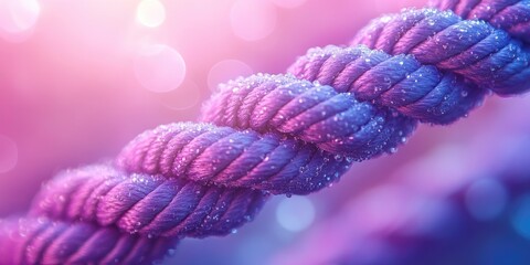 Poster - Close-up of a Wet, Purple Rope with Bokeh Background