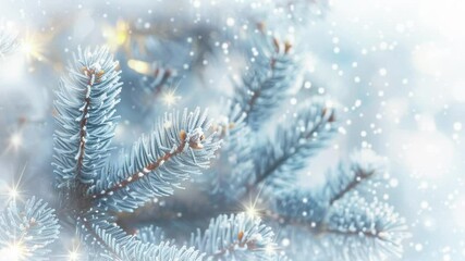 Wall Mural - Christmas Snowflakes and festive pine cones, tree decorations illuminated by soft bokeh lights. winter background holiday designs.