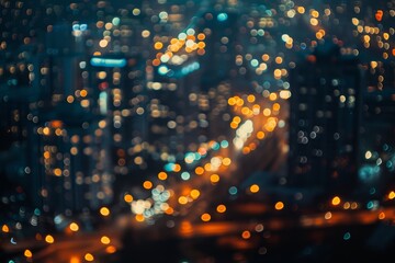 Leinwandbilder - city at night with lot of lights, bustling city skyline sparkled with lights at night