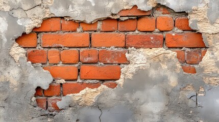 close-up of a brick wall with a section crumbling and bricks missing, illustrating the effects of time and weather on construction materials.