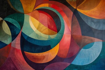 Leinwandbilder - painting of colorful swirl with black background, dynamic depiction of communion with swirling colors and shapes symbolizing unity