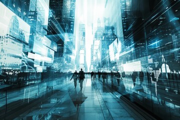 Leinwandbilder - city at night with lights reflecting in the water, Futuristic cityscapes with sleek architecture and flying vehicles