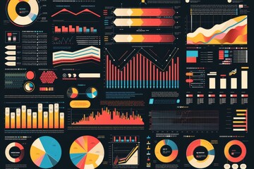Leinwandbilder - laptop computer sitting on top of desk, graphic designer crafts an eye catching infographic using vector graphics