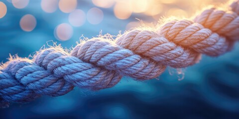 Poster - Close-up of a White Rope with a Bokeh Background