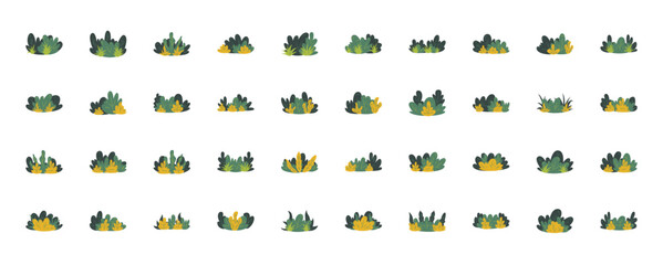 cartoon bush collection. set of green shrubs and trees for garden, forest, hedge and field, floristi