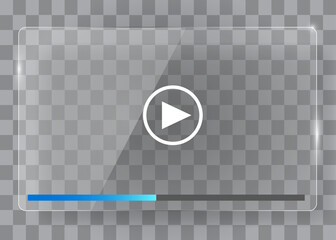 Wall Mural - flat transparent glass video player template for web and mobile apps.
