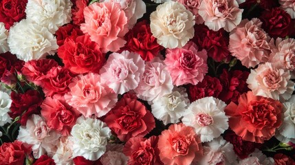 Wall Mural - a bouquet of carnation flowers closeup shot