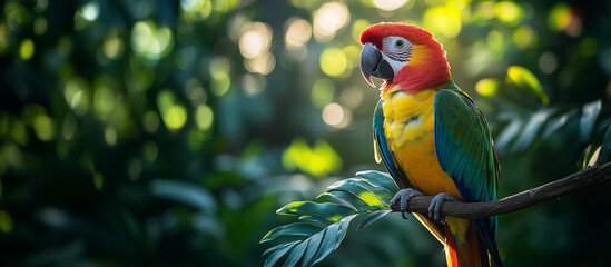 Wall Mural - Vibrant Macaw Parrot in a Tropical Forest