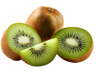 Sliced kiwi fruits set off against a PNG backdrop 