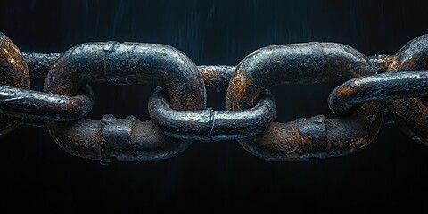 Poster - Close-up of a Weathered Metal Chain Link