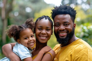 Sticker - A loving couple holds their young child, showcasing warmth and care