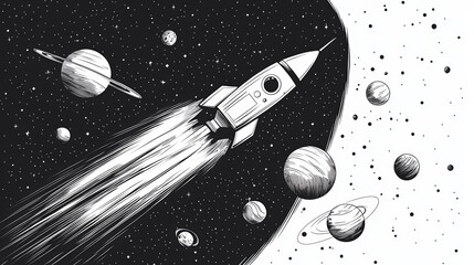 Canvas Print - Rocket Launch in Space.