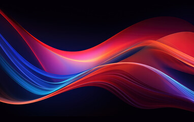 Poster - Vibrant abstract blue and red waveform with fluid motion and colorful gradients.