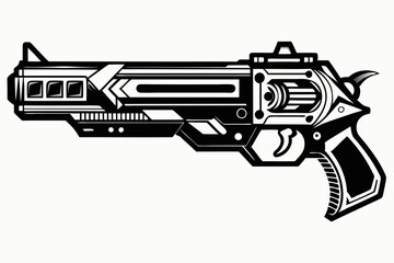 Latest Gun silhouette vector illustration, powerful weapons