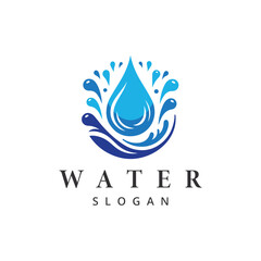 Wall Mural - Drop Water logo design with splash illustration