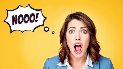 Shocked woman in comic style illustration with wide eyes and open mouth