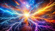 © AngelinArt - Surreal Abstract Lightning with Electric Vibrant and Dynamic Energy, abstract background with fire