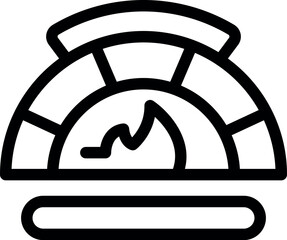Wall Mural - traditional brick oven burning wood for baking bread and pizza, line icon design