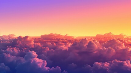 Wall Mural - an aerial view of a vast sea of clouds with a colorful gradient sky.