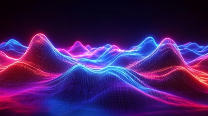 Wall Mural - Smooth wavy pattern on bright neon background