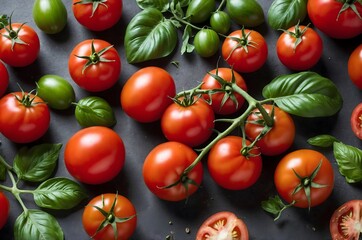 The tomatoes are ripe. Background of red tomatoes.