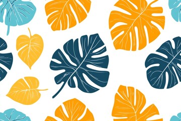 Poster - Stunning seamless pattern with vibrant leaves and strong lines