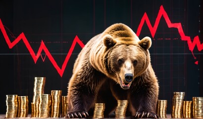 Wall Mural - bear market is coming. bear Panic on the financial market