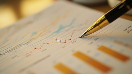Aufkleber - Close-up of a financial graph with market analysis and growth projections, accompanied by a financial plan notes