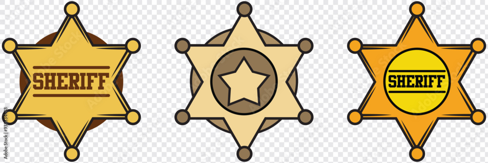 Sheriff star badge icon. Clipart image isolated on Transparent ...