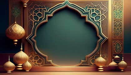 Wall Mural - Elegant Islamic frame with a minimalistic design and illustration.