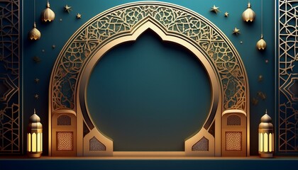 Wall Mural - Elegant Islamic frame with a minimalistic design and illustration.