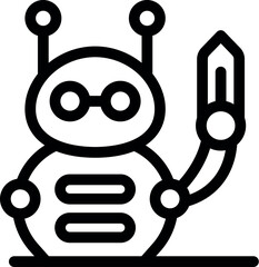 Poster - Simple cartoon robot holding a pen, perfect for representing ai content creation