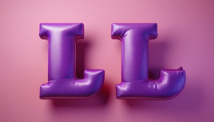 Wall Mural - Two inflated violet text on a pink background, created with 3D graphics.