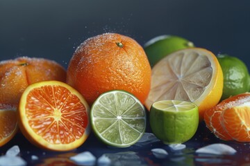 Poster - A bundle of oranges, limes, and lime slices arranged neatly