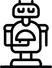 Poster - Line icon of a robot holding a hat, symbolizing artificial intelligence and fashion