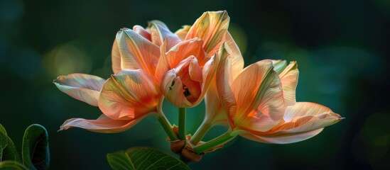 Sticker - Tulip Tree Flower Liriodendron Tulipifera African Tulip Is Known By The Name Of The Tree Because The Flowers Look Like Tulips