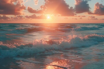 Poster - A serene moment of sunset over calm ocean waves