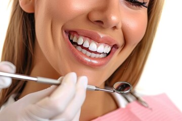 Sticker - A dentist helps a patient brush their teeth, emphasizing good oral hygiene