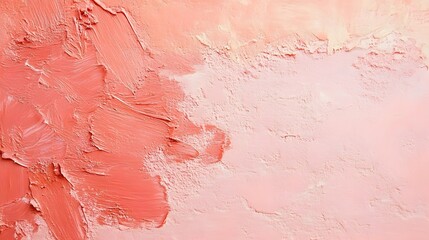 Wall Mural - a close-up of a textured abstract painting with shades of coral and soft pink tones, creating a sere