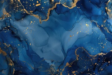 Wall Mural - Close-up shot of a blue and gold painting with intricate details