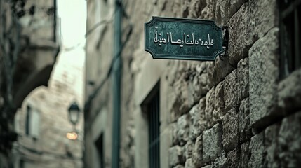 English, Arabic, Hebrew street sign