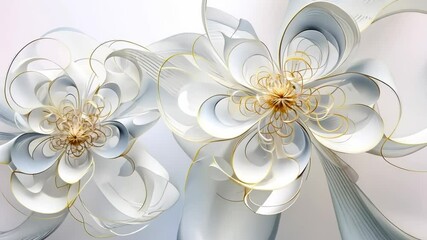 Wall Mural - white floral abstract background organic fractal structures flower macro geometry illustration, orna